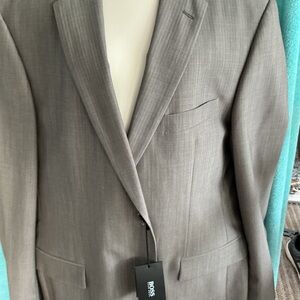 BOSS Light Gray Single-Breasted Men's Suit Jacket